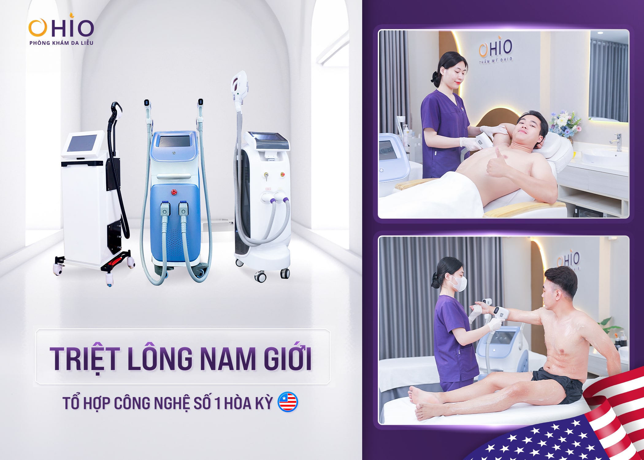 Triệt lông nam giới với Tổ hợp Công nghệ số 1 Hoa Kỳ