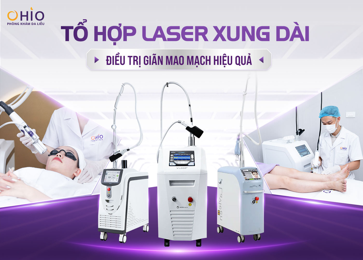 Tổ hợp Laser xung dài chữa giãn mao mạch